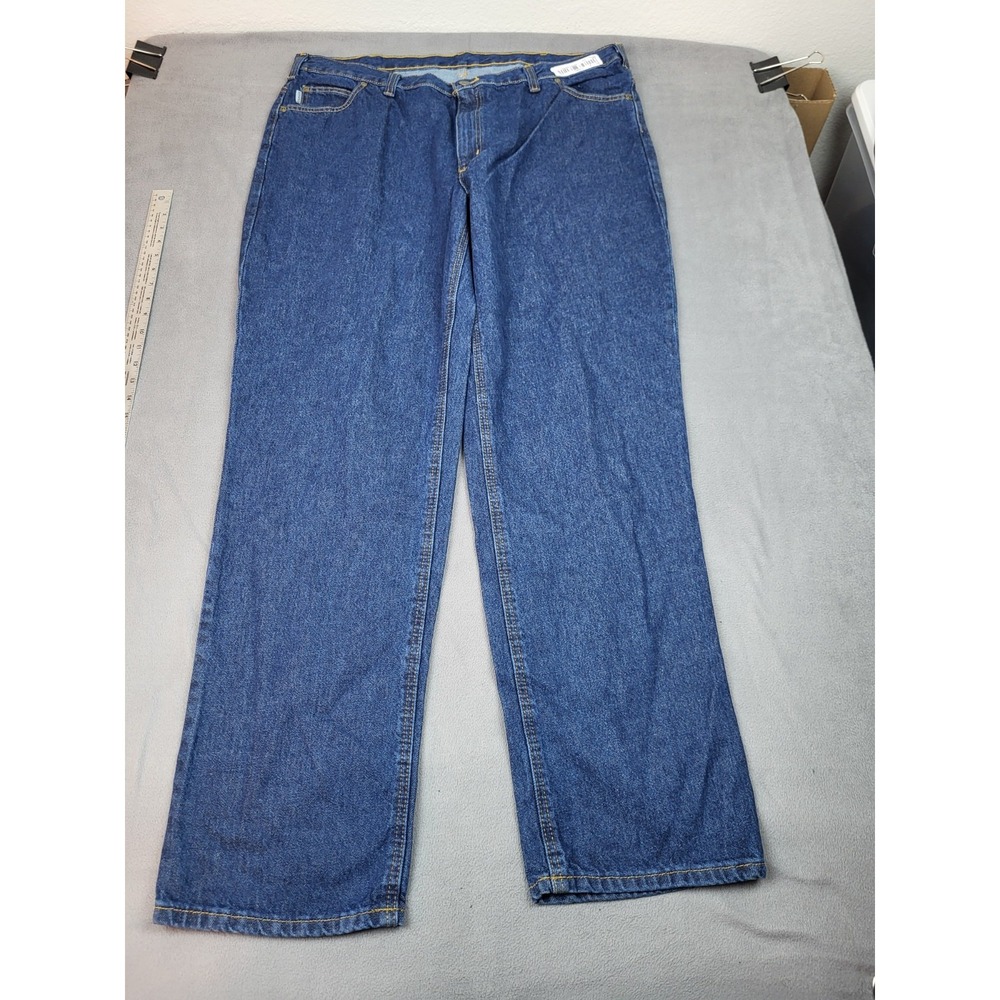 Carhartt Work Pants Mens 42 34 Blue‎ Wide Leg Baggy Denim Outdoor Rugged Heavy
